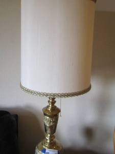 lot 27 image: ASIAN INSPIRED BRASS TABLE LAMP  38 12 tall with Shade MATCHES 10