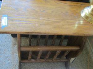 lot 40 image: Wooden magazine rackSIDE TABLE  24x13x27