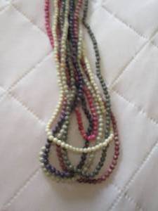 lot 124 image: Beaded womens necklaces - RED BLUE, WHITE GREY