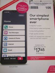 lot 106 image: lively smart alcatel phone with box and charger