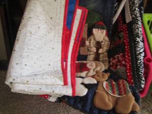 lot 119 image: bag, small throw, Christmas stocking