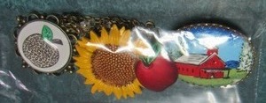 lot 16 image: Sunflower Broach,   farm house broach , apple chain