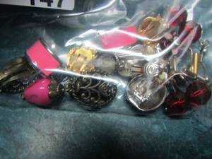 lot 147 image: qty 7 pairs of womens clip on earrings