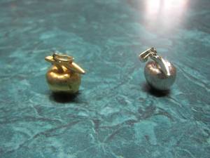 lot 150 image: silver and a gold color apple necklace pendants qty 2