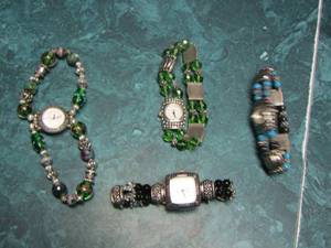 lot 155 image: qty 4 Geneva beaded womens watches