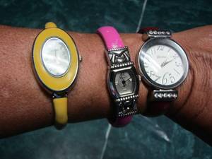 lot 176 image: qty 2 Geneva womens watch bracelets, 1 yellow narmi womens watch