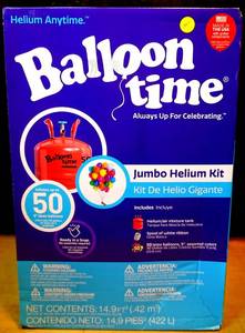 lot 4 image: NEW IN BOX - $$$ BALLOON TIME Jumbo Helium Tank For Balloons (50 COUNT - ALL INCLUDED)