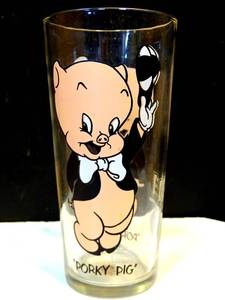 lot 8 image: vintage - Porky Pig Pepsi Collector Series Brockway Glass Warner Bros 1973 BL 16 Oz
