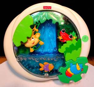lot 9 image: Fisher Price Rainforest Waterfall Soother Jungle Crib Rail Toy Box
