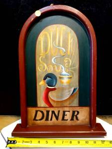 lot 19 image: HAND PAINTED CUSTOM WOOD DUCK SOUP DINER TABLETOP DISPLAY - 12 X 18