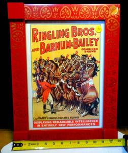 lot 32 image: AWESOME FRAMED WALL DISPLAY - RINGLING BROS CIRCUS (TRICK HORSES) - MEASURES 13 X 17