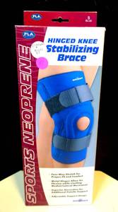 lot 41 image: NEW IN BOX - FLA Small Stabilizing Knee Support wSpiral Stays and Horseshoe Stabilizer (SMALL BLUE)