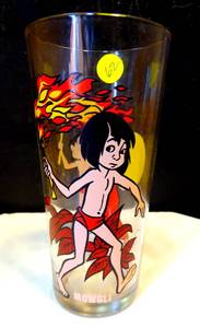 lot 62 image: RARE VINTAGE - The Jungle Book Mowgli 1977 Pepsi Character Drinking Glass $$