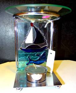 lot 75 image: OCEAN THEME GLASS TEA CANDLE HOLDER - NEW