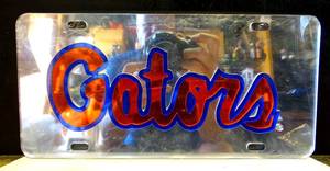 lot 95 image: FLORIDA GATORS MIRRORED LICENSE PLATEWALL DISPLAY - NCAA LICENSED