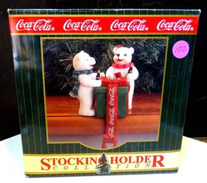 lot 102 image: COCA COLA STOCKING HOLDER - 2 BEAR CUBS (1999)