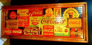 lot 127 image: AMAZING COCA COLA PUZZLE DIPLAY ON WOOD MOUNT - LARGE 15 X 27