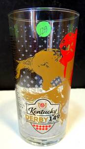 lot 129 image: KENTUCKY DERBY 149 16 OZ GLASS TUMBLER