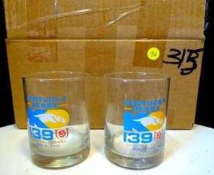 lot 136 image: RARE KENTUCKY DERBY 139 HIGHBALL GLASS SET OF 2 $$
