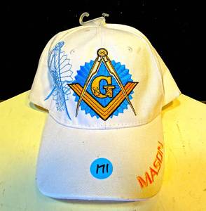 lot 171 image: WHITE FREEMASON BASEBALL STYLE EMBROIDERED CAP