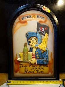 lot 200 image: AMAZING PIRATE RUM WALL DISPLAY - FUN AND COLORFUL - 24 TALL $$