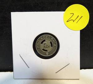 lot 211 image: VINTAGE METAL PHILADELPHIA TRANSIT AUTHORITY TRANSPORTATION TOKEN $$