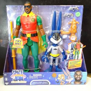 lot 250 image: NEW - SPACE JAM NEW LEGACY LEBRON JAMESBUGS BUNNY BATMAN FIGURE SET WITH SOUND $$
