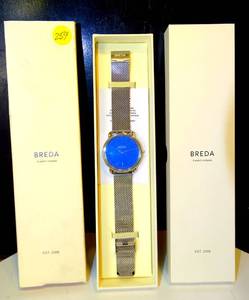 lot 259 image: BIG $ ITEM - NEW BREDA MENS QUARTZ WATCH WITH STAINLESS MESH STRAP (5016G BLUE FACE) CHECK COMPS
