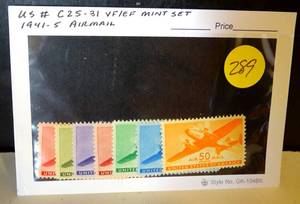 lot 289 image: US Transport Airmail Stamps Complete Set Mint Mint NH Scott C25-31