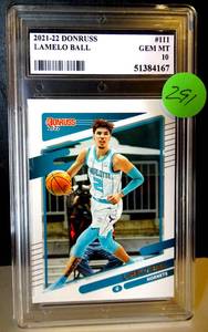 lot 291 image: GEM MINT 10 - 2021-22 DONRUSS LaMELO BALL #111 - $$
