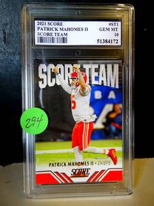 lot 294 image: GEM MINT 10 - Patrick Mahomes II 2021 Panini Score Team $$