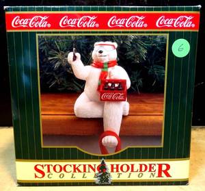 lot 301 image: AWESOME COCA COLA WINTER BEAR STOCKING HOLDER $$