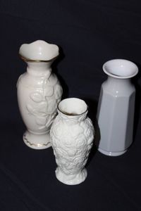 lot 41 image: Three white Ceramic Vases