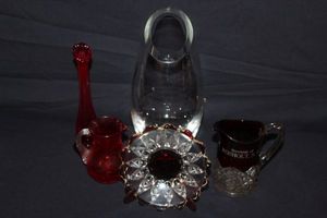lot 47 image: Variety of Colored Glass and Vase