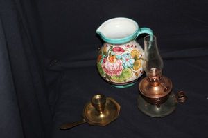 lot 49 image: Home Dcor Pitcher and Oil Lamp