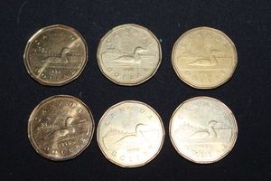 lot 85 image: Six Canadian Loonie Dollar Coin