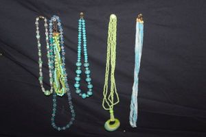 lot 176 image: Peridot Beaded Necklace, Turquoise Beaded necklace and Blue and clear beaded necklace