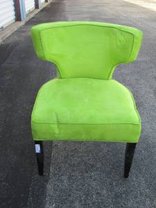 lot 28 image: lime green padded cushion chair