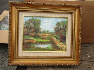 lot 128 image: LANDSCAPE PAINTING  BY POLL EASEL  14 X 16   NICE ART PIECE