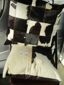 lot 186 image: 2 cow skin throw pillows