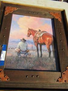 lot 252 image: WESTERN ART Man and Horse FRAMED - 2924