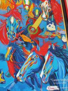 lot 262 image: WESTERN ART - COVER ART FOR THE CAREITY FOUNDATION CELEBRITY CUTTING HORSE FUNDRAISER CAREITY STRONG by LYNDON GAITHER