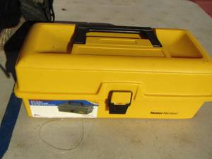 lot 307 image: Yellow fishing box with lures, line and tackle