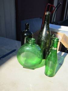 lot 358 image: green glass bottles