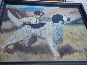 lot 400 image: 25x31 framed dog painting by ANN Heglan