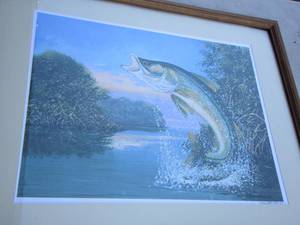 lot 401 image: 24x31 framed fish art by W.Harold Hancock