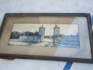 lot 405 image: ART - GATES TO DRIVEWAY   10 12 x 19   Framed