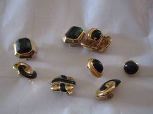 lot 374 image: womens black stone clip on earrings