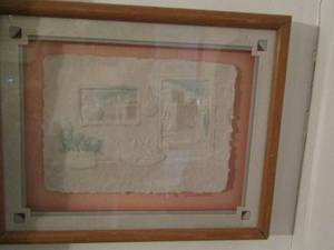 lot 82 image: EMBOSSED ART  QTY 2 framed wall art  9X11