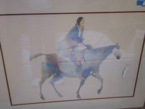 lot 4 image: NATIVE AMERICAN WATER COLOR EARTH HEALER   CAROL GRIGG  PRINT FRAMED  32 X42